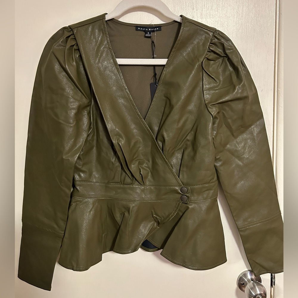 NWT Faux Leather Peplum Jacket